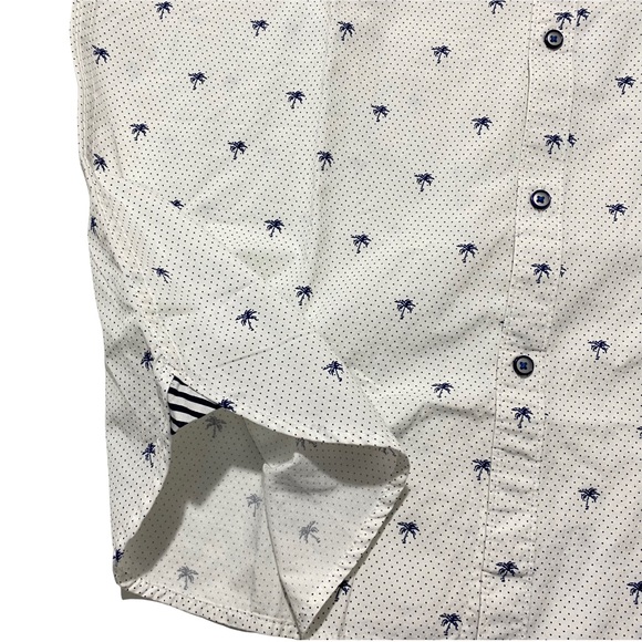 Denim & Flower Ricky Singh White Blue Palm Trees Button Down Szs Med, Lg - Picture 5 of 11